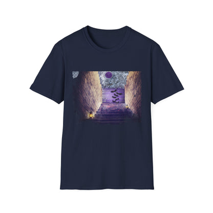 Mystical Stairway Bats Unisex T-Shirt - Softstyle Tee for Dreamers, Perfect for Gifting, Spiritual Occasions, Casual Wear, Art Lovers, [...]