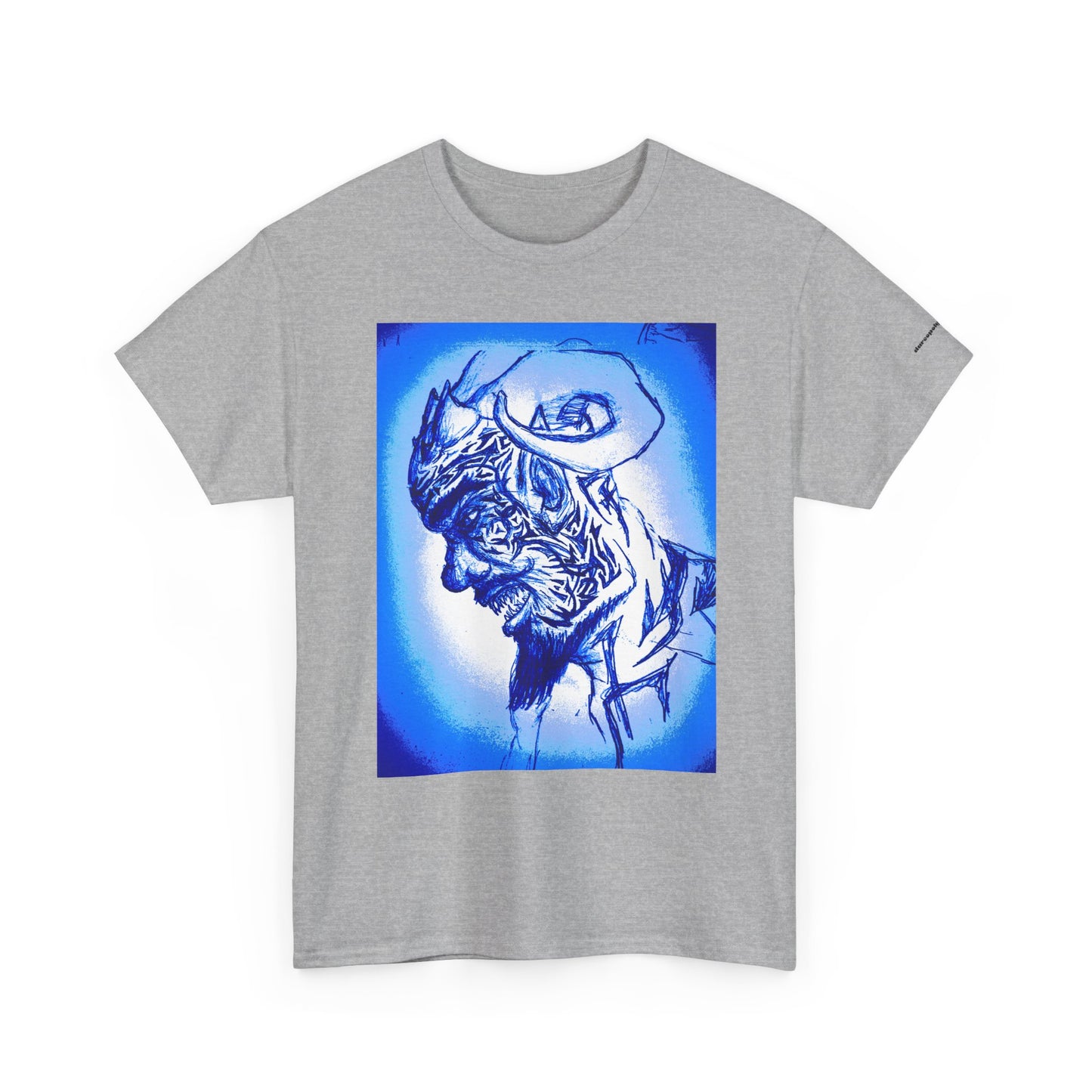 Blue Surreal Demon Horned Halo Portrait Tee