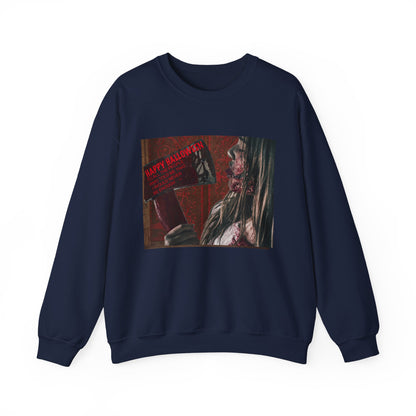Halloween Horror Girl with Axe Sweatshirt, Unisex Crewneck, Horror Movie Fan Apparel, Halloween Costume Layering