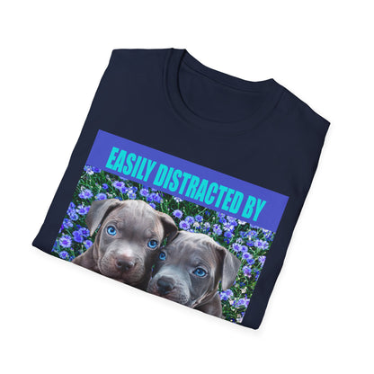 Easily Distracted by Puppies Cute Dog Lover T-Shirt, Easily Distracted by Dogs Tee, Perfect Gift for Pet Owners, Animal Lover Apparel, Casual Everyday Wear