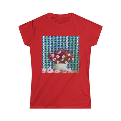 Peonies Tweed Bouquet Softstyle Tee for Women, Floral T-Shirt, Casual Wear, Gift for Her, Spring Outfit, Everyday Style