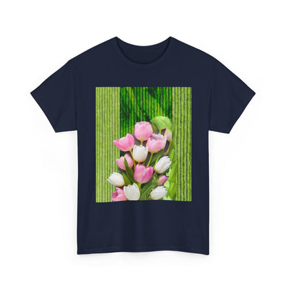 Textured Tulips Unisex Heavy Cotton Tee - Vibrant Spring Blossom T-Shirt, Everyday Wear, Gift for Plant Lovers, Mother's Day Apparel, [...]