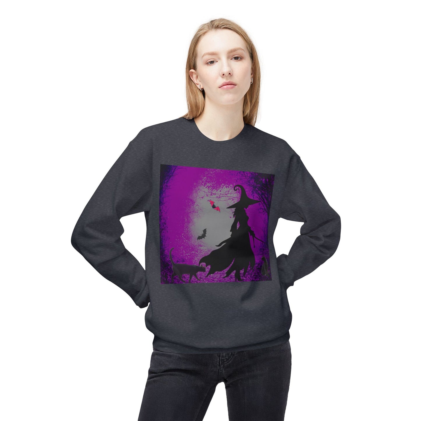 Magical Witchy purple haze Fleece Sweatshirt, Cozy Halloween Apparel, Unisex Crewneck, Witchy Gifts, Autumn Fashion, Enchanted Style