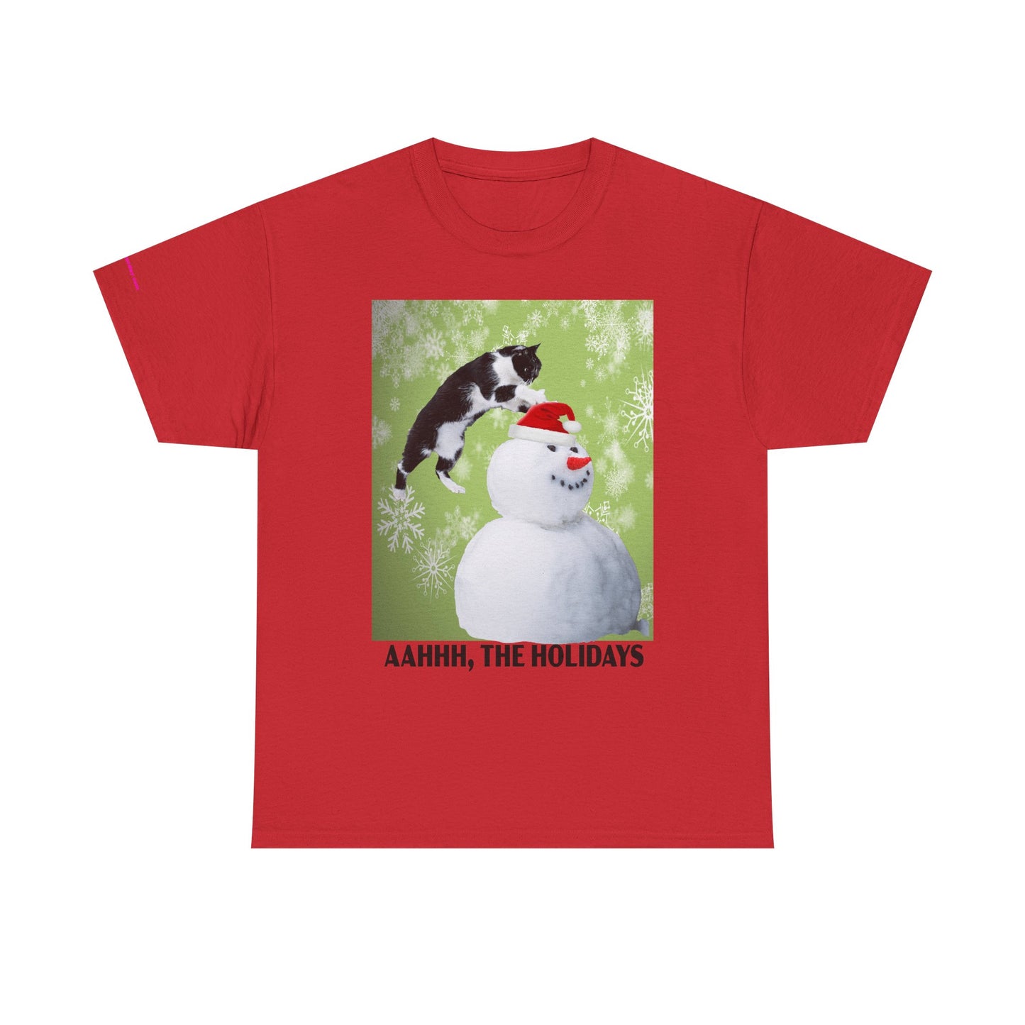 Holiday Cat T‑Shirt – “Aahhh, The Holidays” Funny Snowman Cat Tee