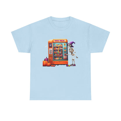 Halloween Skeleton Vending Machine Tee | Unisex Heavy Cotton T-Shirt, Spooky Shirt, Fall Fashion, Trick or Treat Top, Halloween Costume