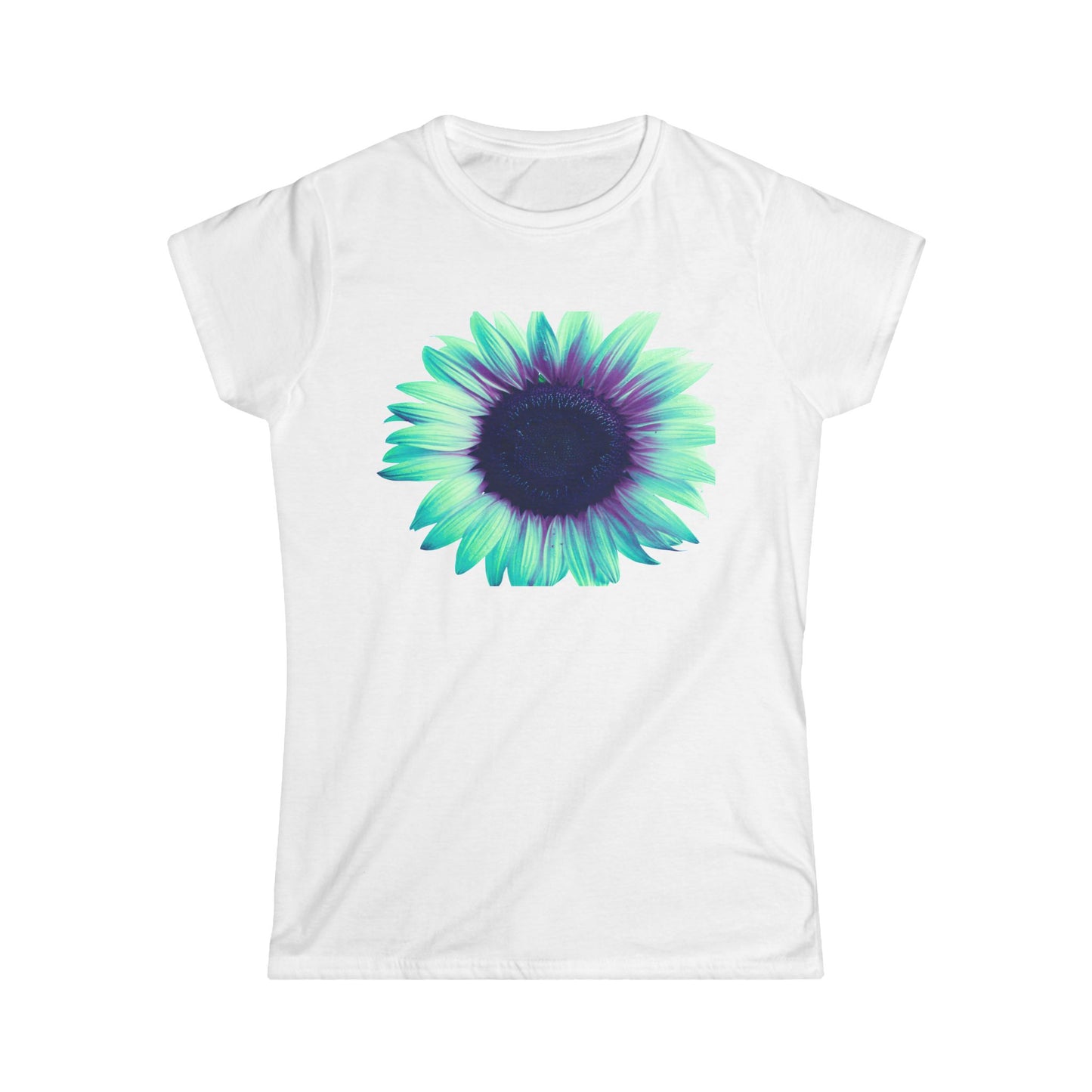 Women’s Tee — Teal & Purple Sunflower Graphic