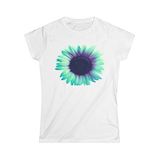 Women’s Tee — Teal & Purple Sunflower Graphic