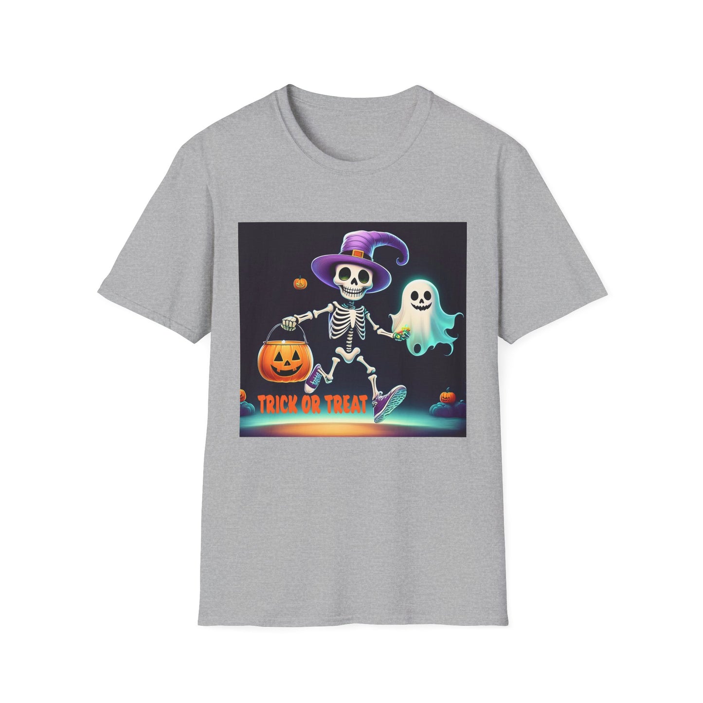 Halloween Skeleton Unisex T-Shirt, Trick or Treat Tee, Spooky Season Apparel, Ghost Theme Shirt, Halloween Costume Top