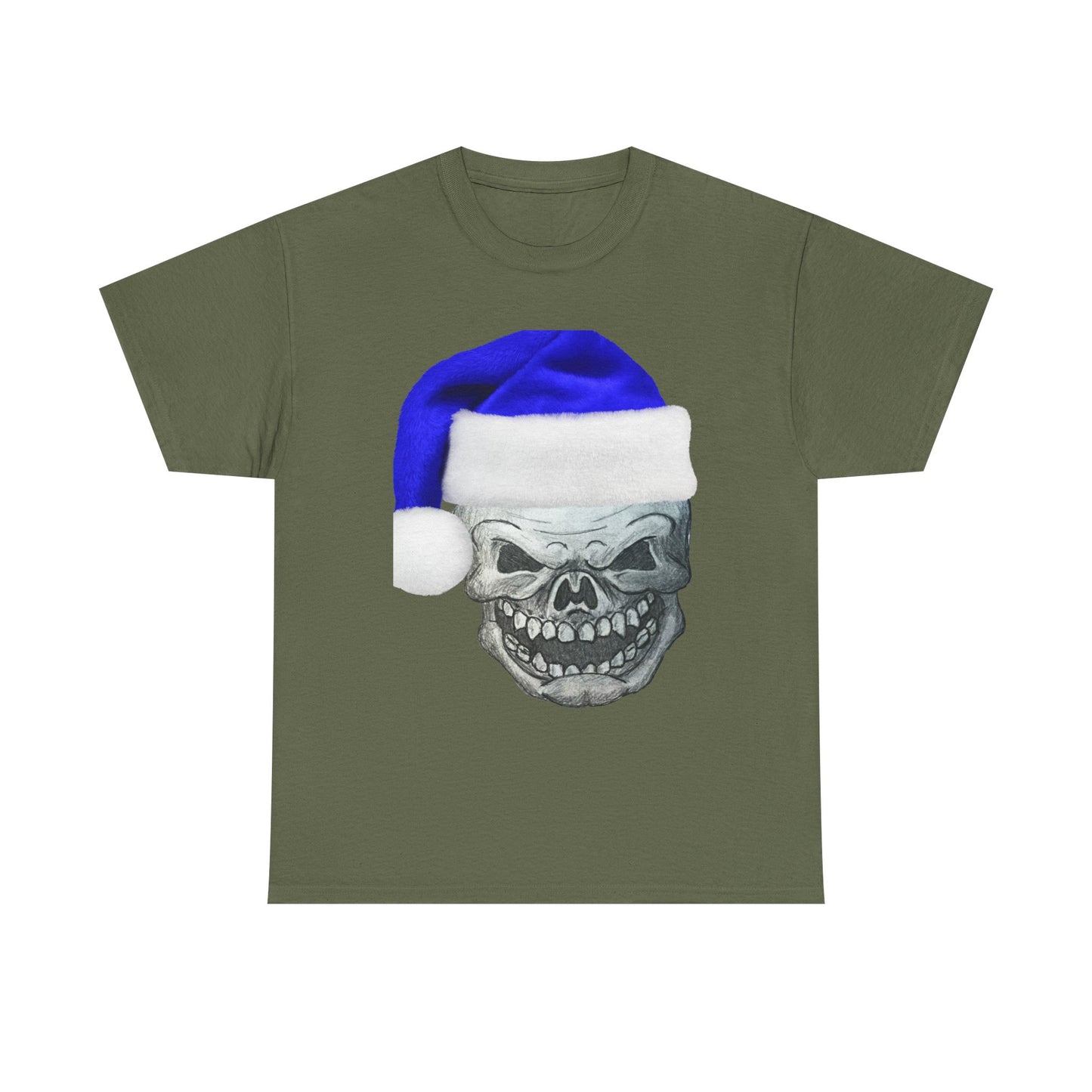 Skull in Blue Santa Hat T-Shirt
