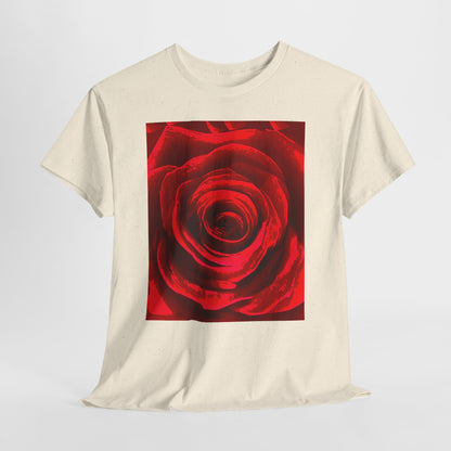 Romantic Rose Unisex Heavy Cotton Tee, Gift for Valentine's Day, Floral Shirt, Casual Wear, Love, Nature Lover Tee