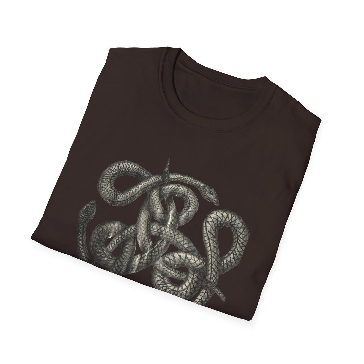 Serpent Design T-Shirt - Unisex Softstyle Apparel for Nature Lovers, Graphic Tee, Casual Wear, Gift for Her/Him, Birthday