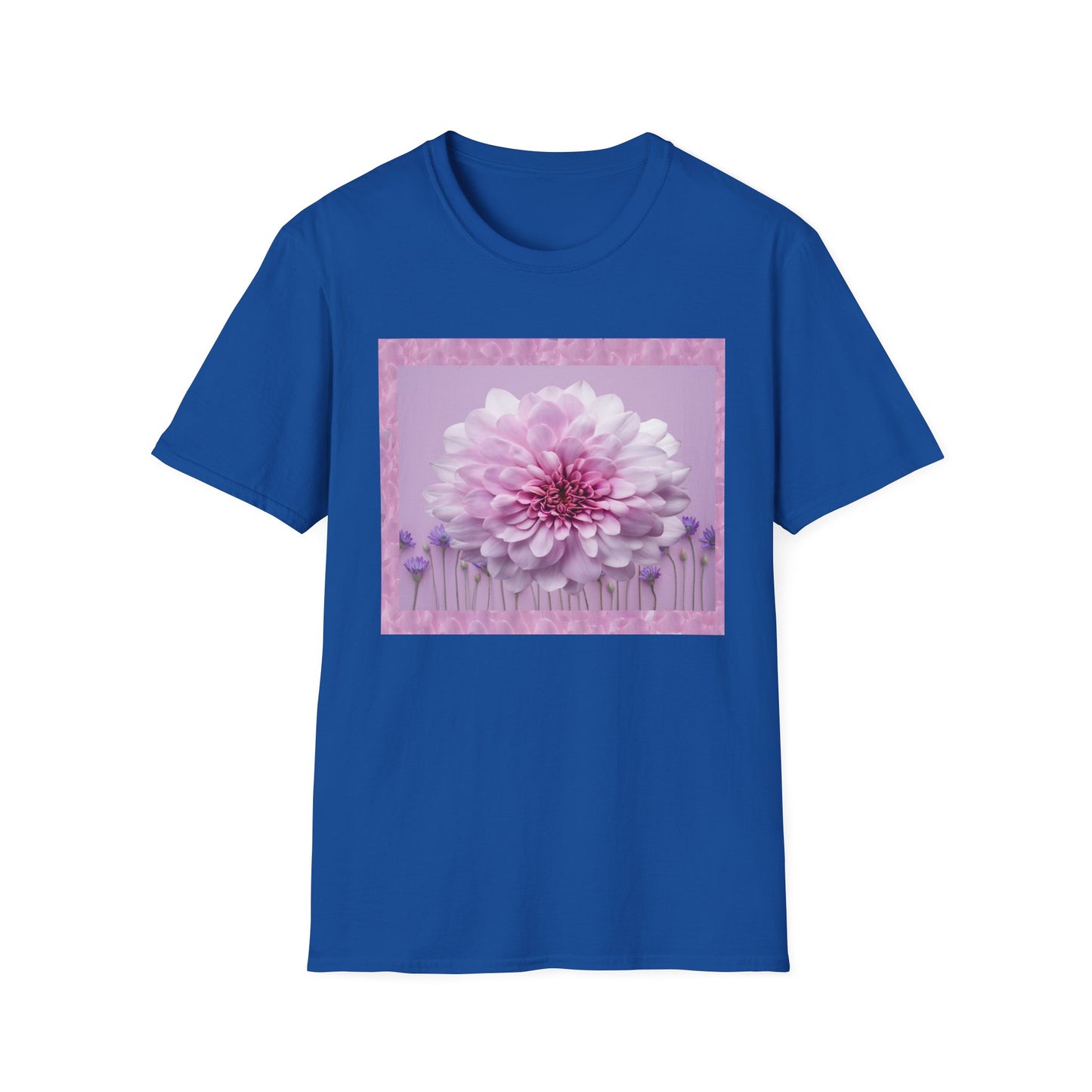 Pink Floral Art Unisex T-Shirt, Softstyle Tee, Summer Fashion, Gift for Her, Floral Shirt, Casual Wear