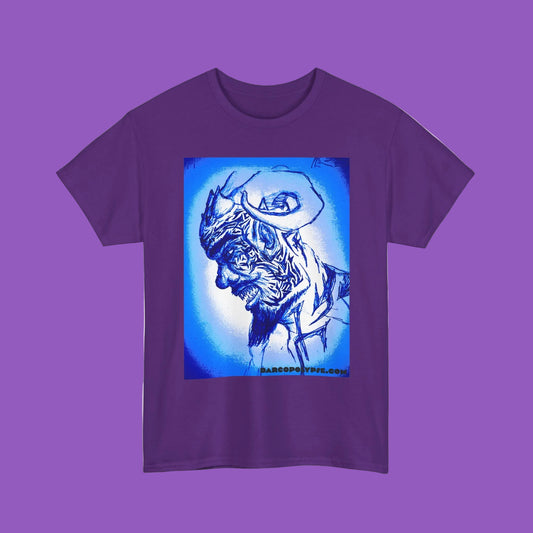 Blue Surreal Demon Horned Portrait Tee