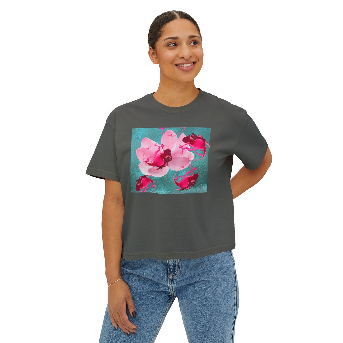 Women's Tee with Floating Roses Design