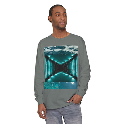 Abstract Fluid Unisex Garment-dyed Long Sleeve T-Shirt