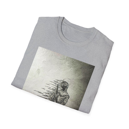 Artistic Grim Reaper Graphic Unisex Softstyle T-Shirt, Cool Gift for Nature Lovers, Casual Wear, Eco-Friendly Fashion, Birthday Gift, Summer Outfit