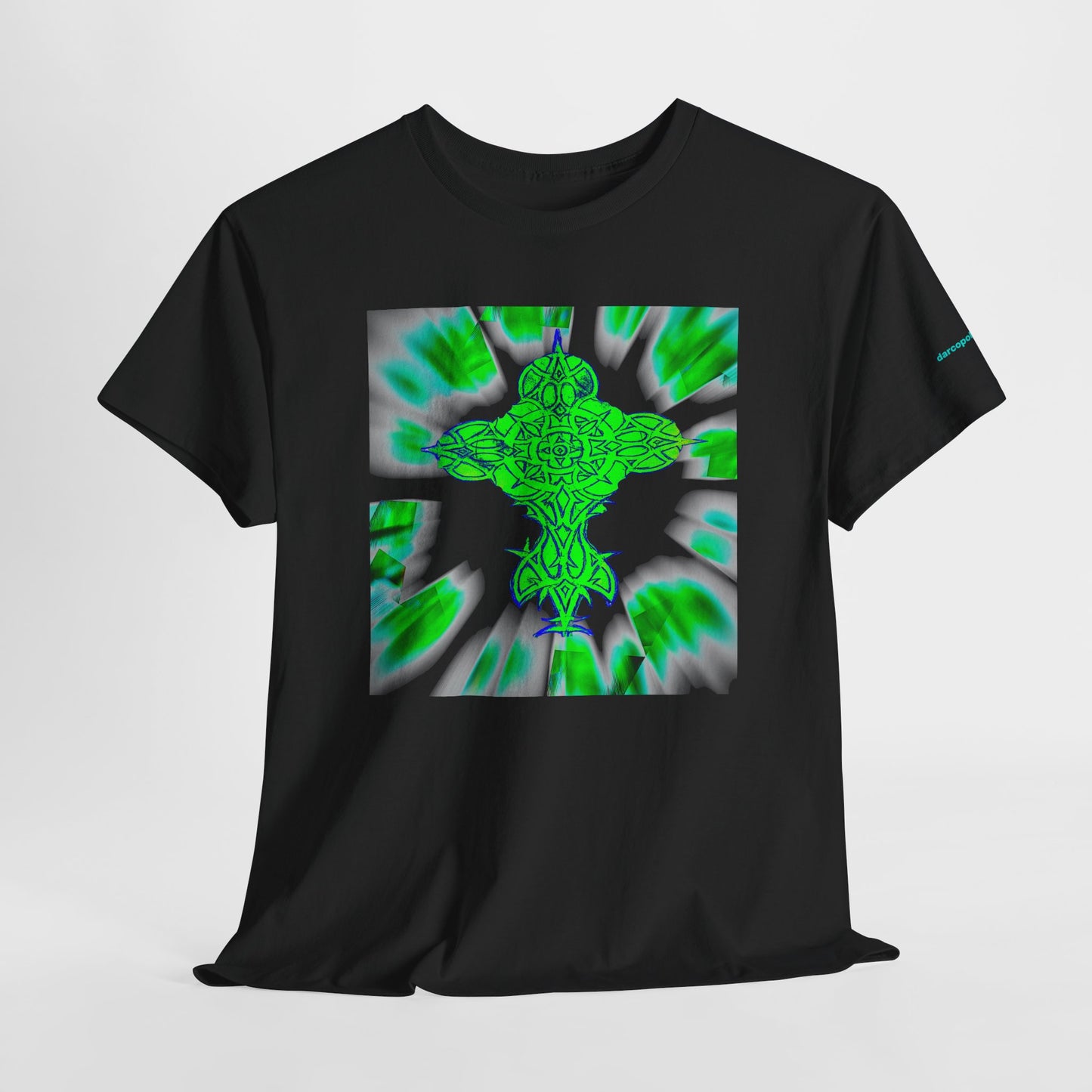 Celtic Green Cross T-Shirt — Vibrant Celtic Knotwork Tee