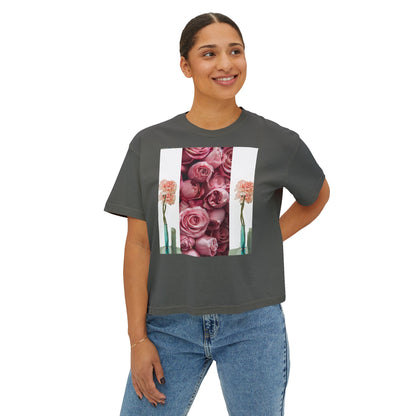 ROSE COLUMNS Women's Boxy Tee, Perfect for Spring, Casual Wear, Gift for Her, Everyday Chic, Comfort Fashion