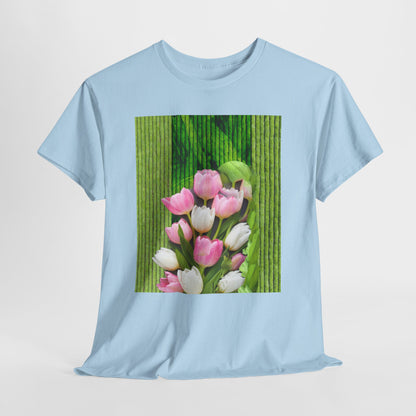 Textured Tulips Unisex Heavy Cotton Tee - Vibrant Spring Blossom T-Shirt, Everyday Wear, Gift for Plant Lovers, Mother's Day Apparel, [...]