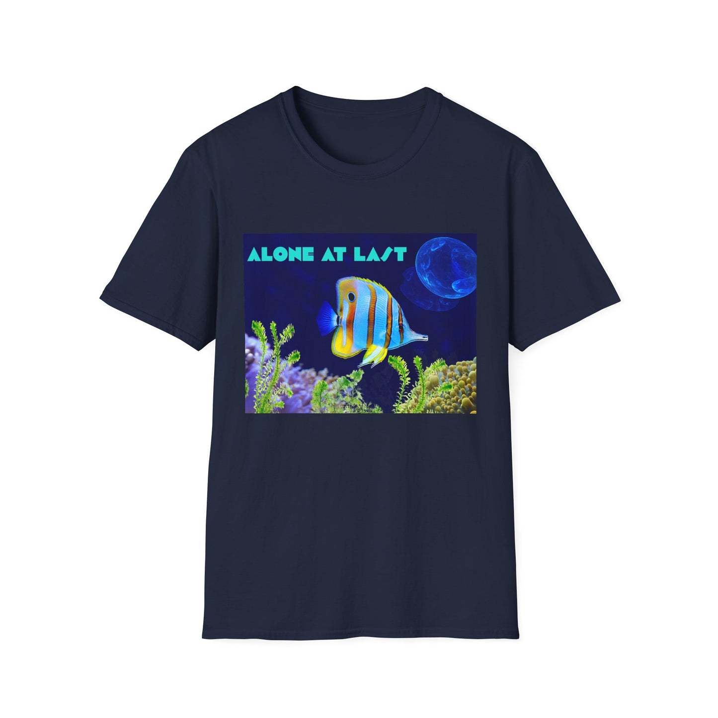 Underwater Adventure T-Shirt - (alone at last)Cool Sea Life Tee, Fish Shirt, Ocean Lover Gift, Beach Day Wear, Casual Summer Style, Swimwear