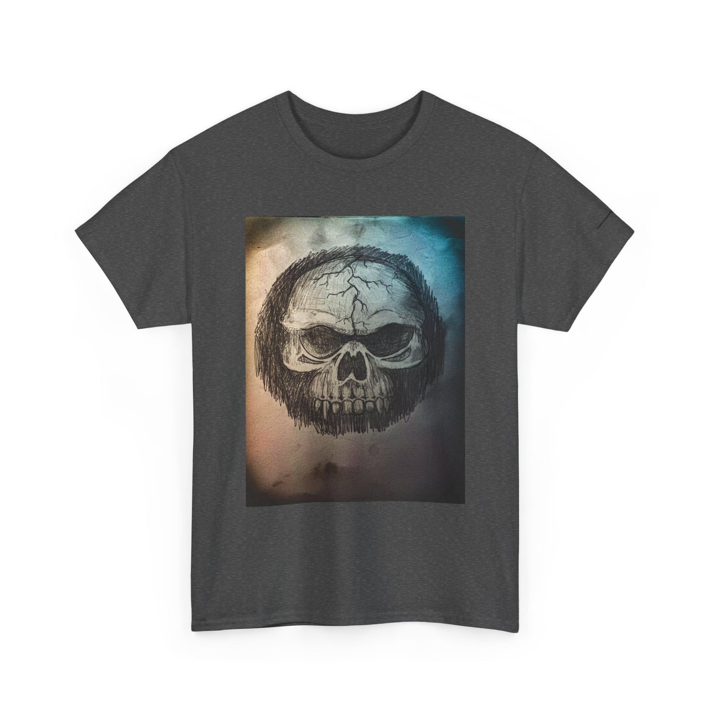 Skull Tee - Feathered Skull Hazy Border Design