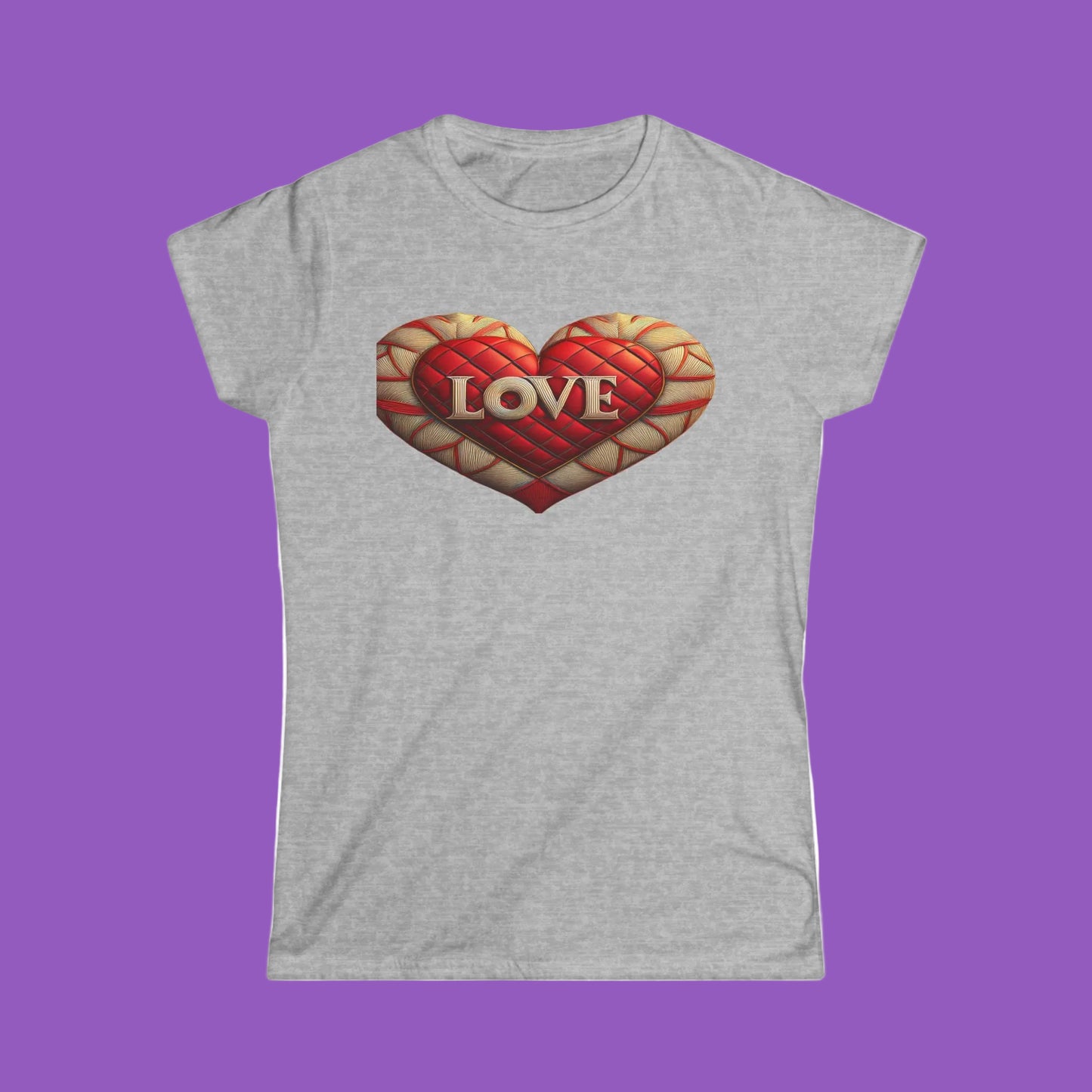 Love Quilted Heart Tee — Red Quilted Heart "LOVE" Graphic Shirt