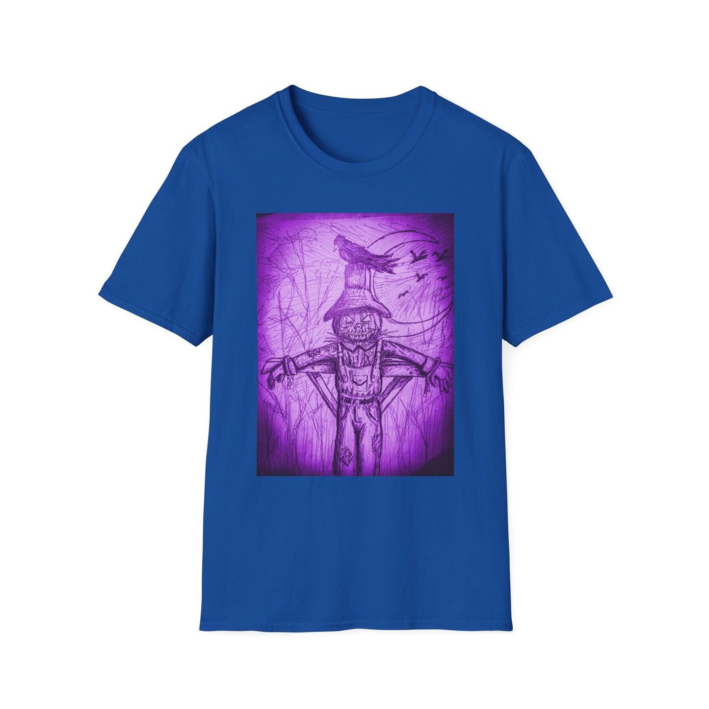 Purple Scarecrow Unisex Tee | Softstyle T-Shirt | Gothic Art, Fall Fashion, Halloween Shirt, Casual Wear, Scarecrow Design
