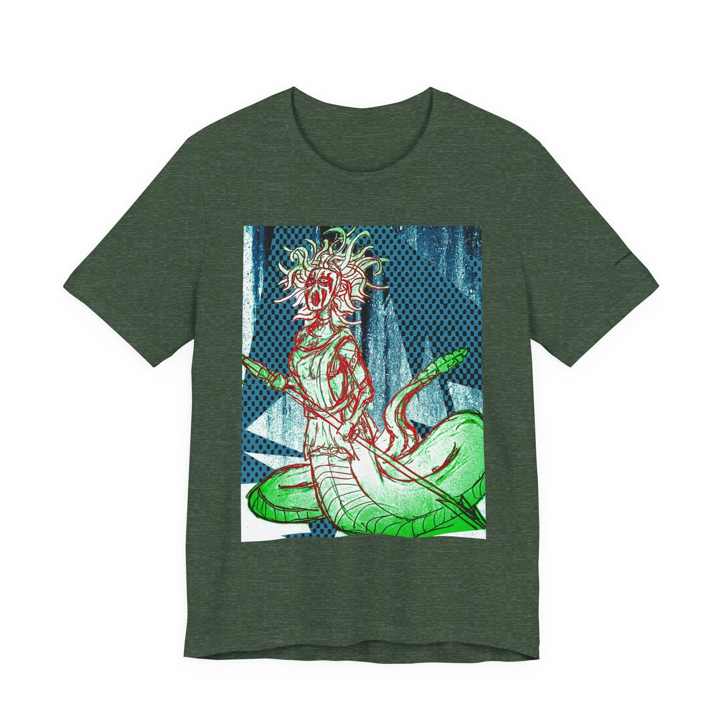 Mythic Serpent Goddess Tee — Neon Medusa Illustration T-Shirt