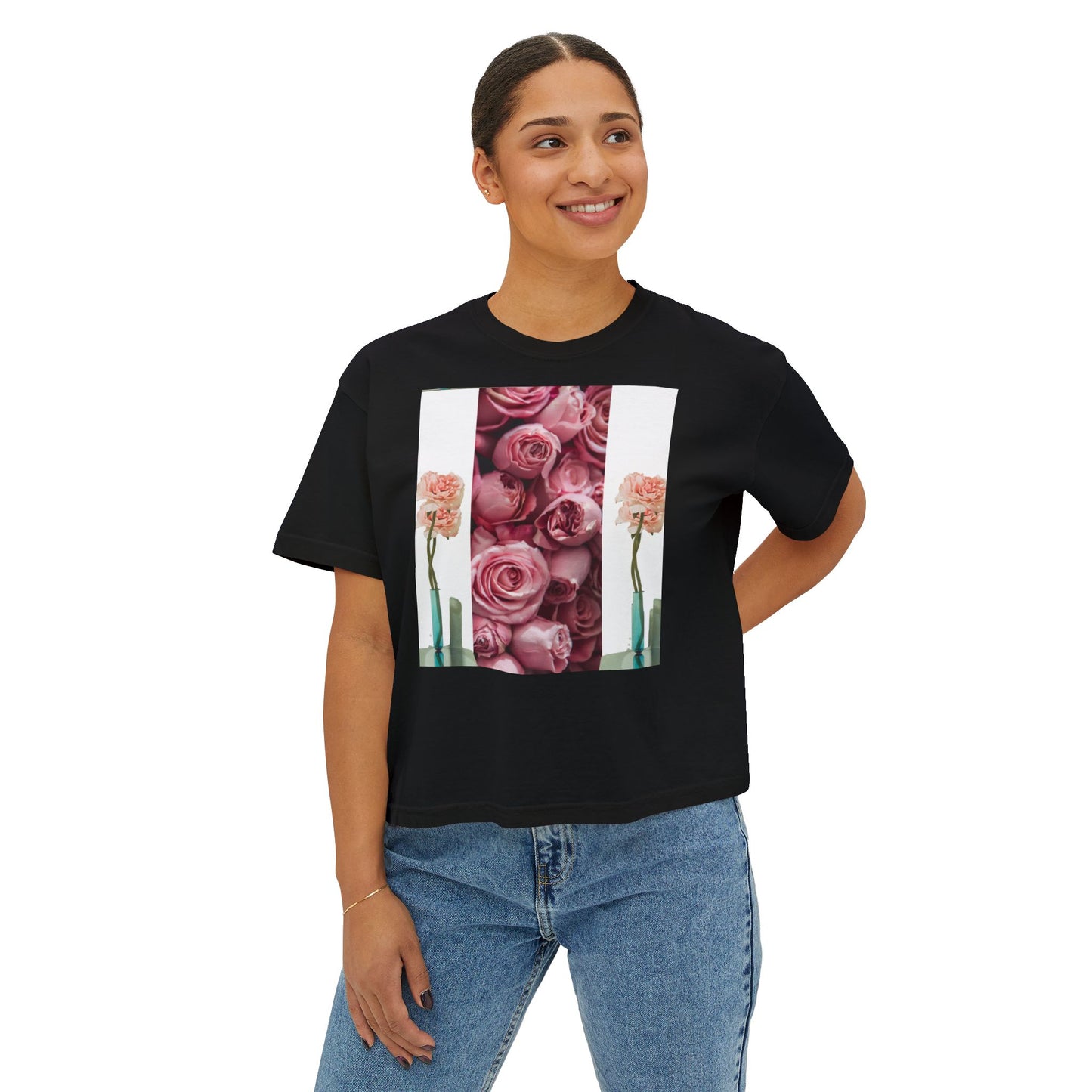 ROSE COLUMNS Women's Boxy Tee, Perfect for Spring, Casual Wear, Gift for Her, Everyday Chic, Comfort Fashion