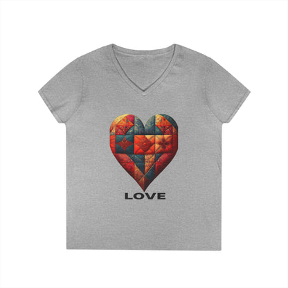 Love Patchwork Heart V-Neck Tee