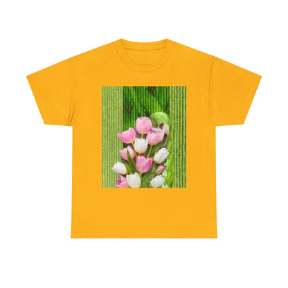 Textured Tulips Unisex Heavy Cotton Tee - Vibrant Spring Blossom T-Shirt, Everyday Wear, Gift for Plant Lovers, Mother's Day Apparel, [...]