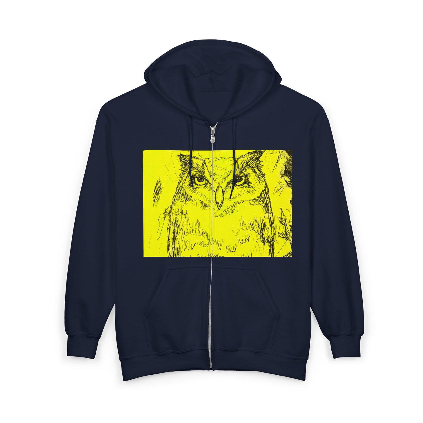 Owl Art Zip-Up Hoodie | Cozy Unisex Sweatshirt for Nature Lovers | Gift for Bird Watchers, Halloween Outfit, Cute Owl Design