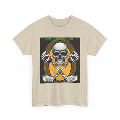 Golf Survivor Skull Tee, Unisex Heavy Cotton T-Shirt, Perfect Gift for Golf Lovers, Sports Apparel, Casual Wear, Skull Design
