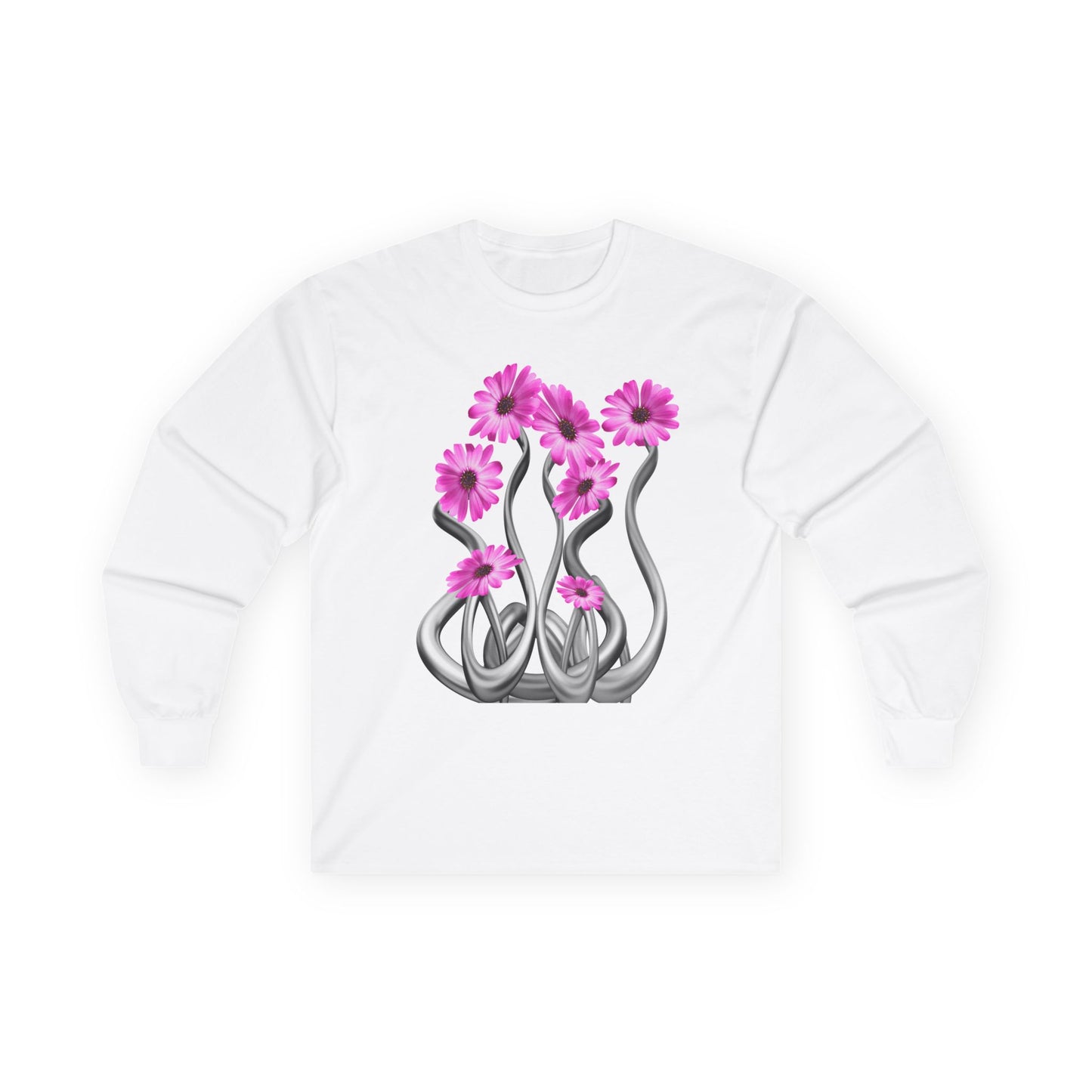 Long Sleeve Tee — Pink Floral Tentacle Garden Graphic