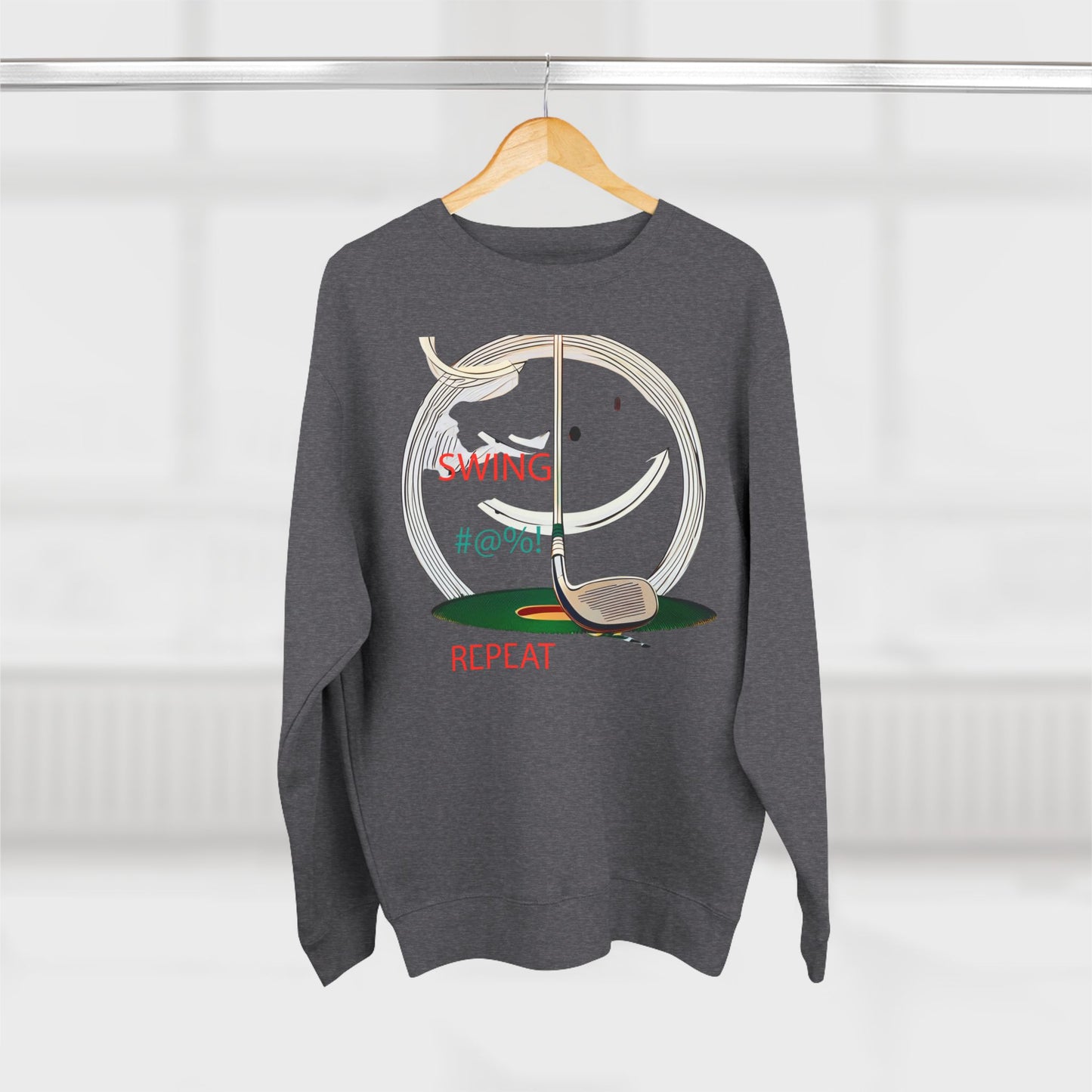 Golf Lover's Swing Unisex Crewneck Sweatshirt: Swing, Repeat, Perfect for Gifts, Sports Enthusiasts, Casual Wear, and Holidays