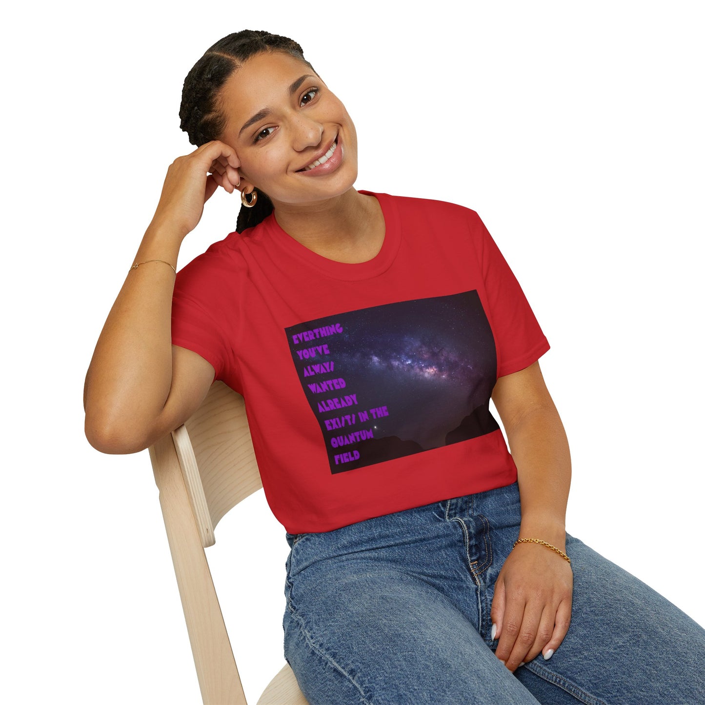 Quantum Field Galaxy-Themed Unisex T-Shirt - Cosmic Vibes, Inspirational Quote Tee, Gift for Space Lovers, Casual Wear, Unique Graphic T-Shirt