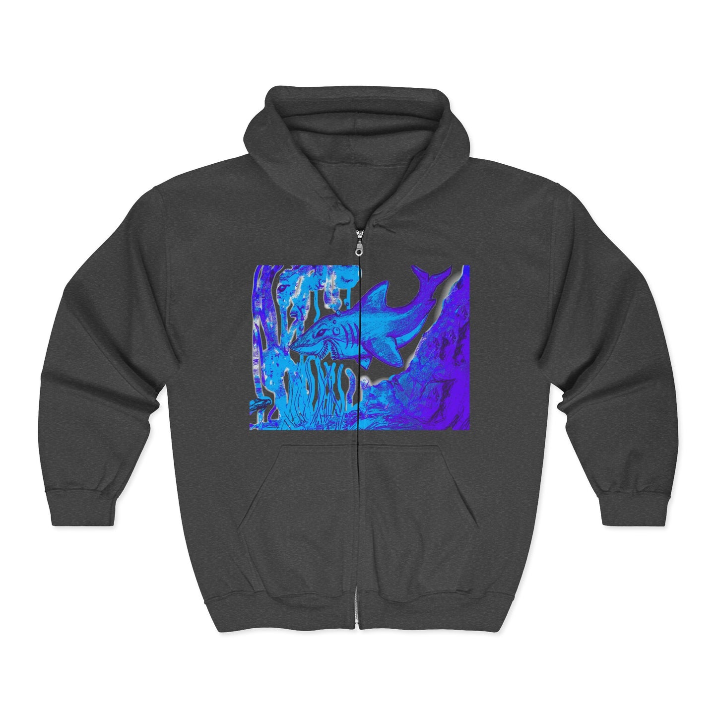 Abstract Blue Wave Zip Hoodie – Psychedelic Ocean Art Full‑Zip Sweatshirt