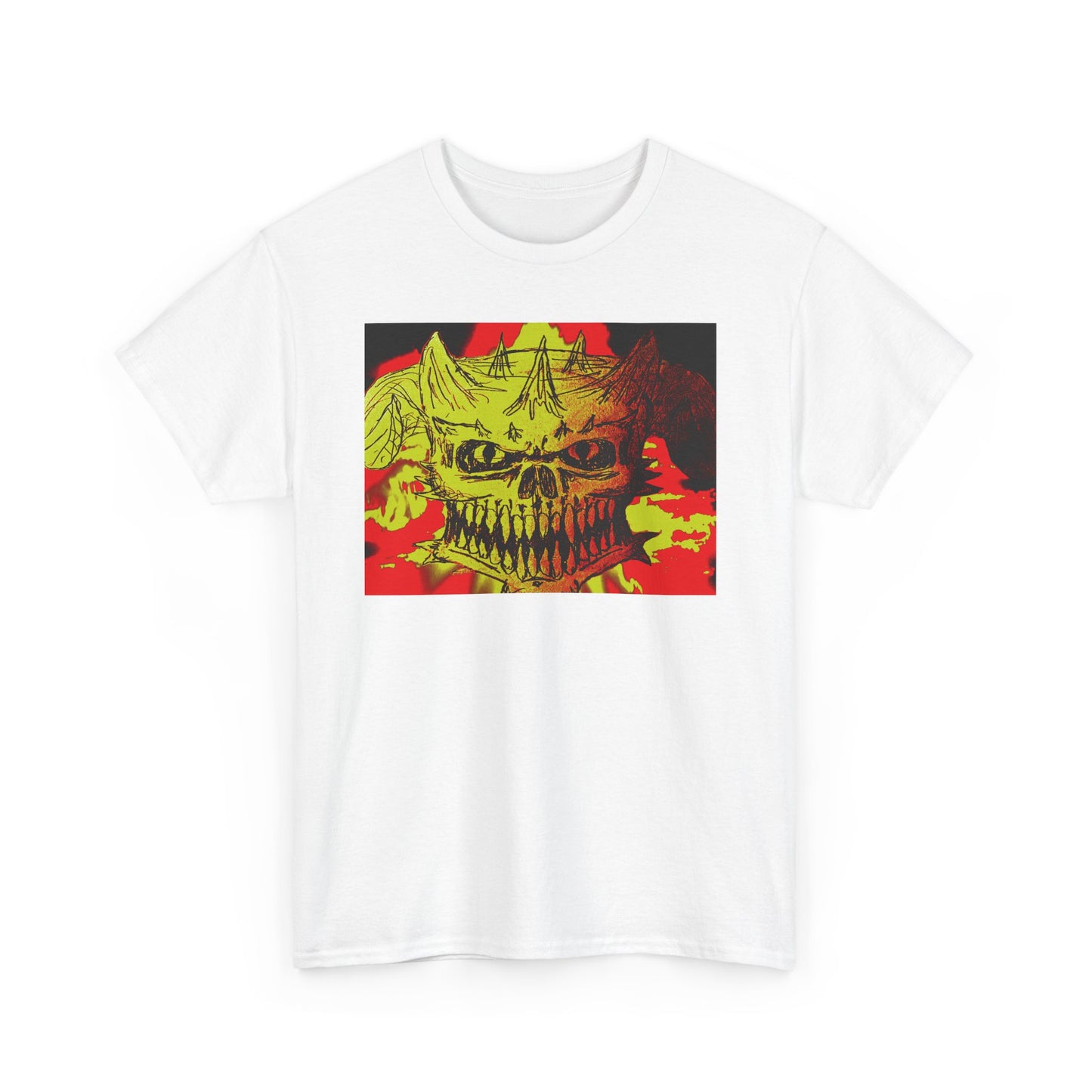 Skull Flame Graphic Tee — Neon Horror Skull T-Shirt