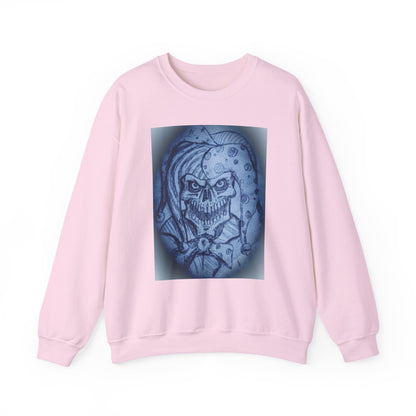 Jester Skull Graphic Sweatshirt, Unisex Heavy Blend Crewneck, Gothic Fashion, Streetwear Style, Halloween Gift, Edgy Casual Wear