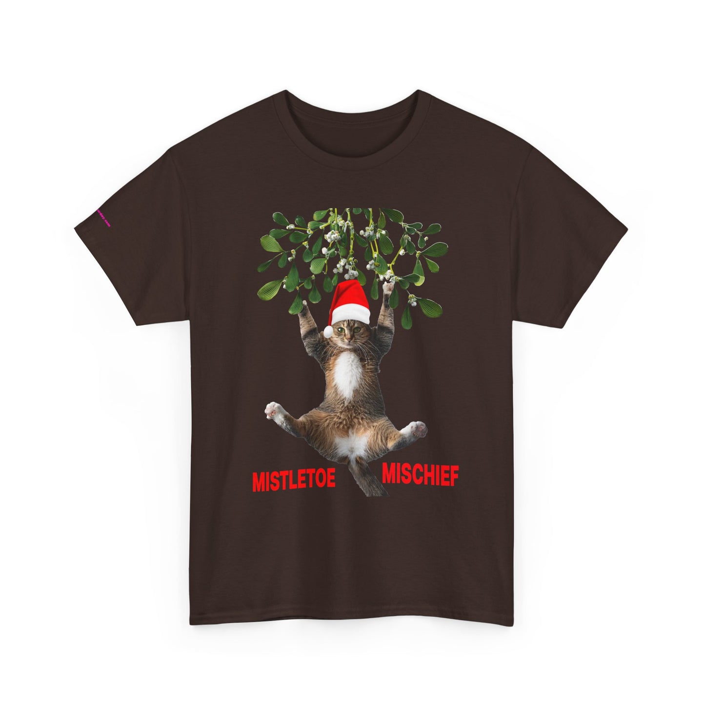 Christmas Cat & Mistletoe Tee — "Mistletoe Mischief" Holiday T-Shirt