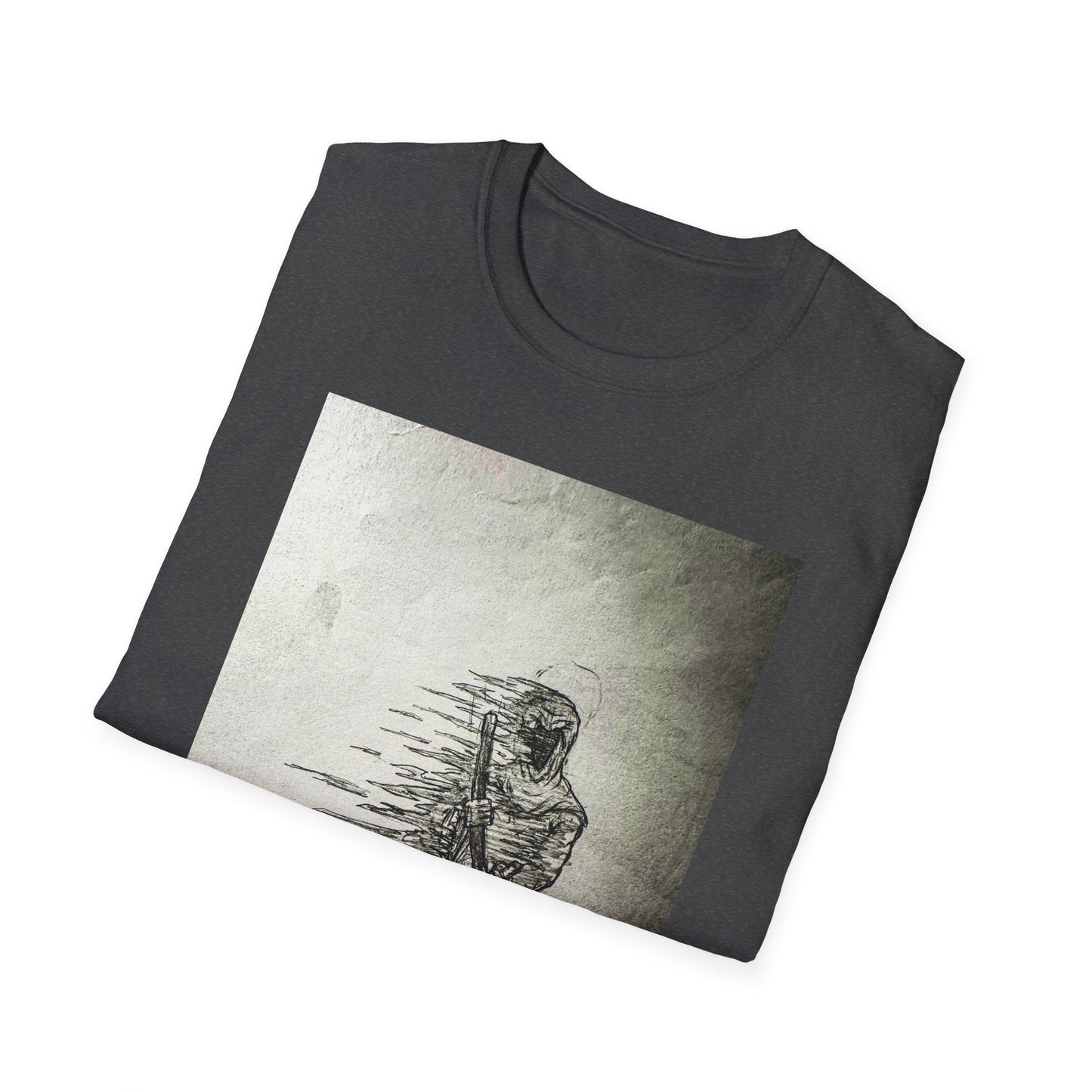 Artistic Grim Reaper Graphic Unisex Softstyle T-Shirt, Cool Gift for Nature Lovers, Casual Wear, Eco-Friendly Fashion, Birthday Gift, Summer Outfit