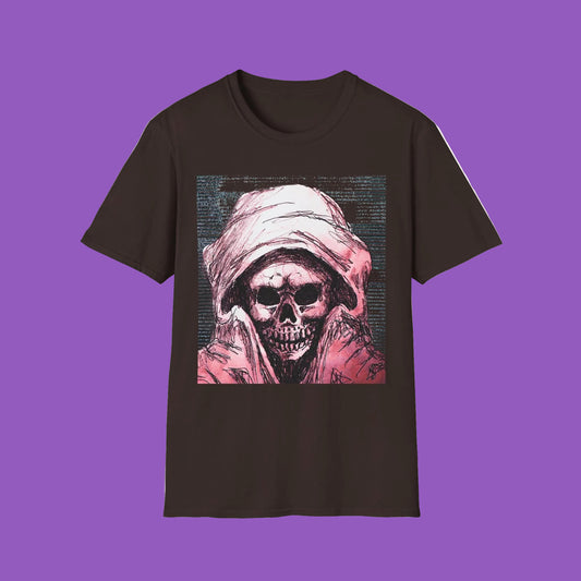 Glitch Skull Graphic Tee, Unisex Softstyle T-Shirt with Edgy Design