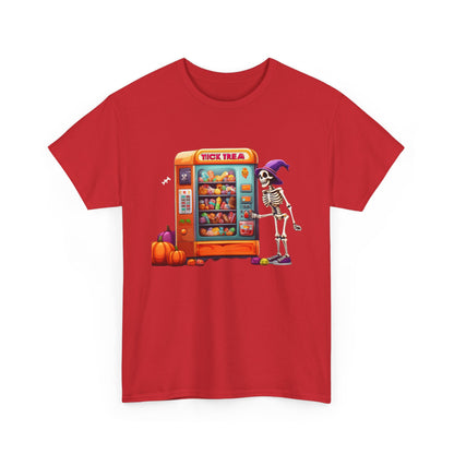 Halloween Skeleton Vending Machine Tee | Unisex Heavy Cotton T-Shirt, Spooky Shirt, Fall Fashion, Trick or Treat Top, Halloween Costume