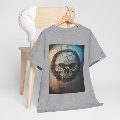Skull Tee - Feathered Skull Hazy Border Design