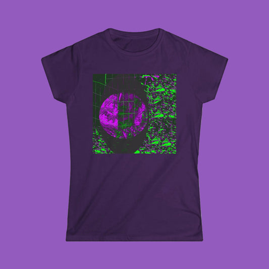 Vaporwave Moon Tee — Retro Purple Neon Moon Graphic Women’s T-Shirt