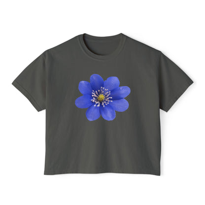Botanical Women's Boxy Tee, Floral Crop Top, Casual Summer Wear, Gift for Her, Nature Lover Shirt