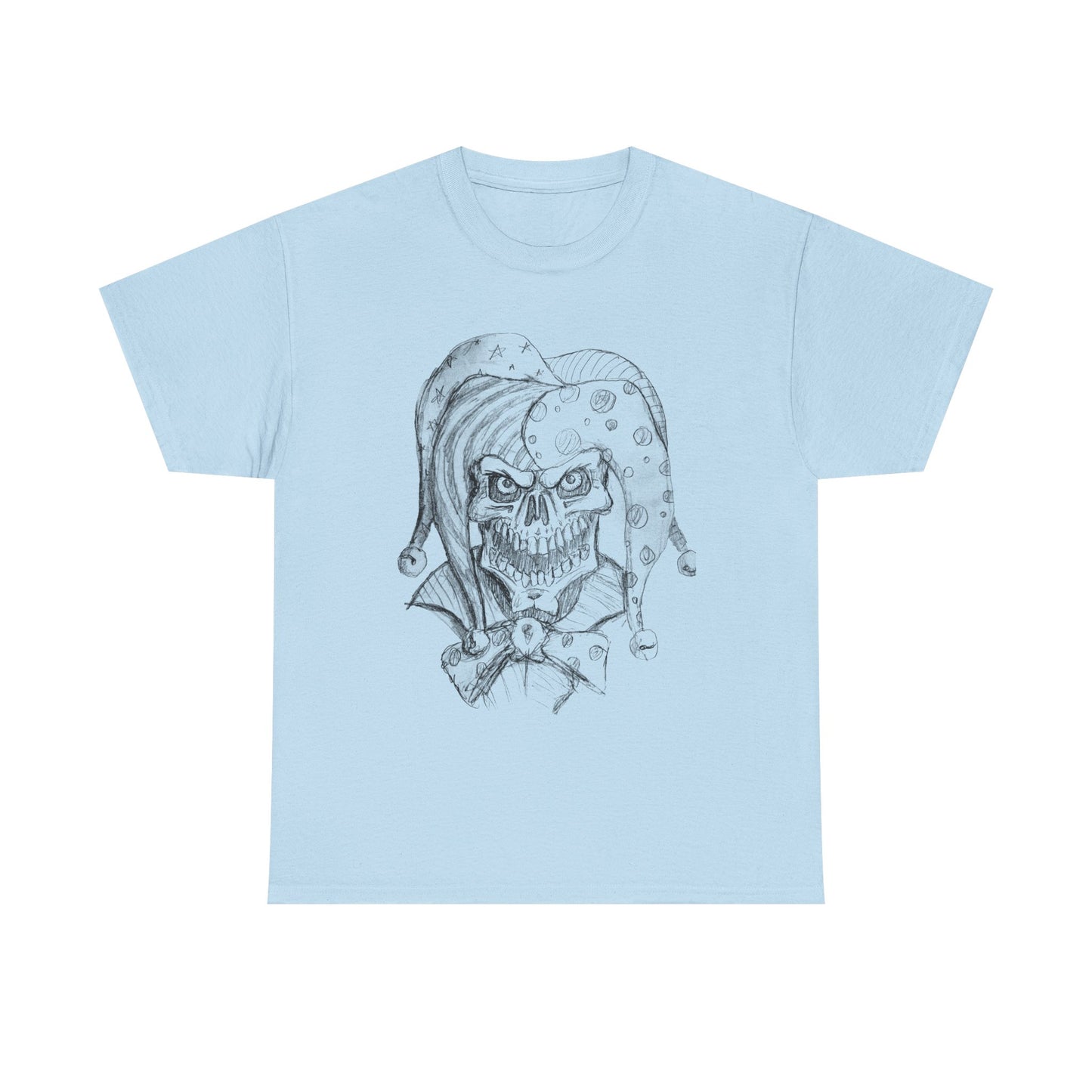 Skull Jester Sketch T-Shirt — Gothic Horror Skull Joker Tee