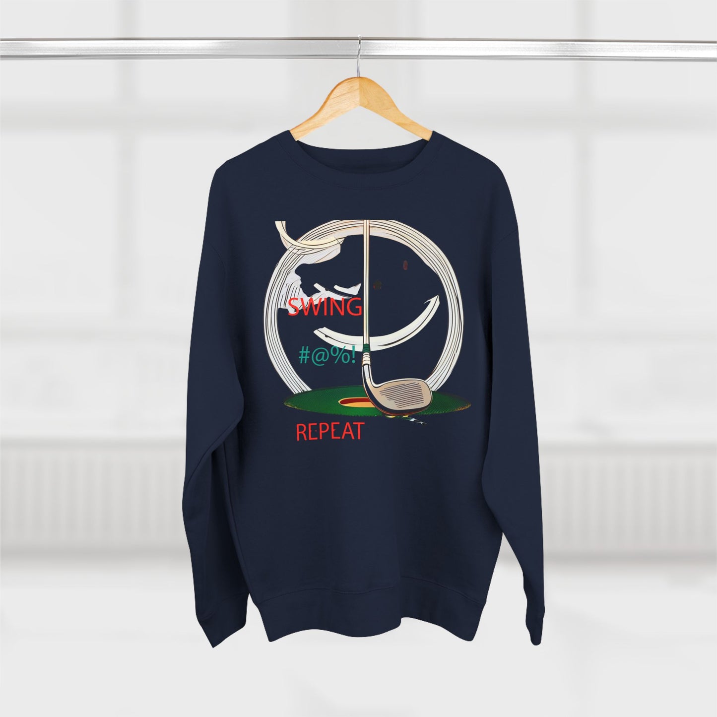 Golf Lover's Swing Unisex Crewneck Sweatshirt: Swing, Repeat, Perfect for Gifts, Sports Enthusiasts, Casual Wear, and Holidays