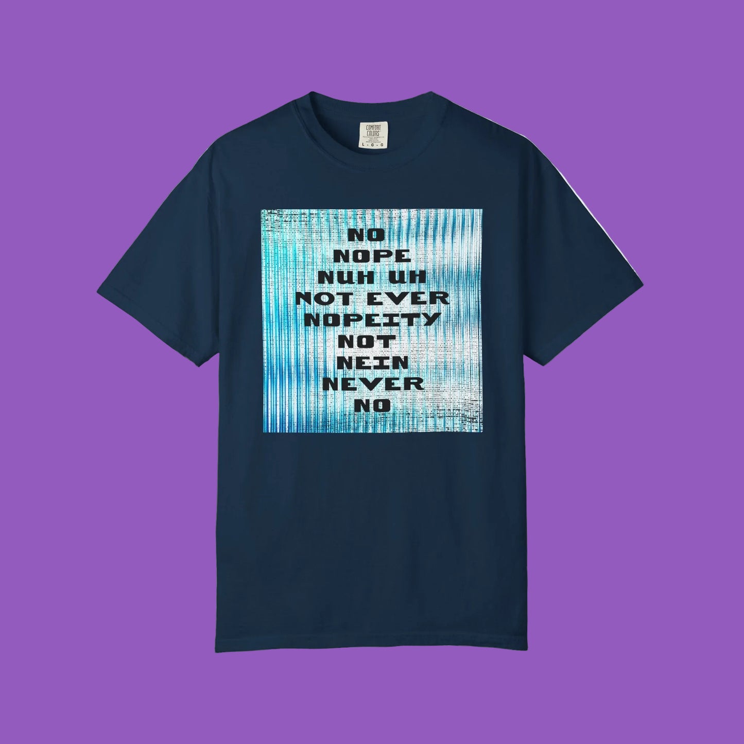 Nope Graphic T-Shirt — Retro Blue Tie-Dye Statement Tee