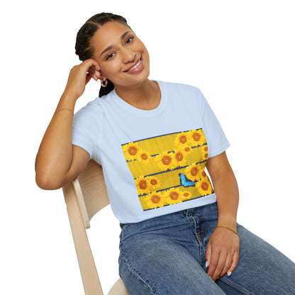 Sunflower & Butterfly Unisex T-Shirt | Floral Graphic Tee, Summer Fashion, Nature Lover Gift, Cute Casual Wear, Birthday Present